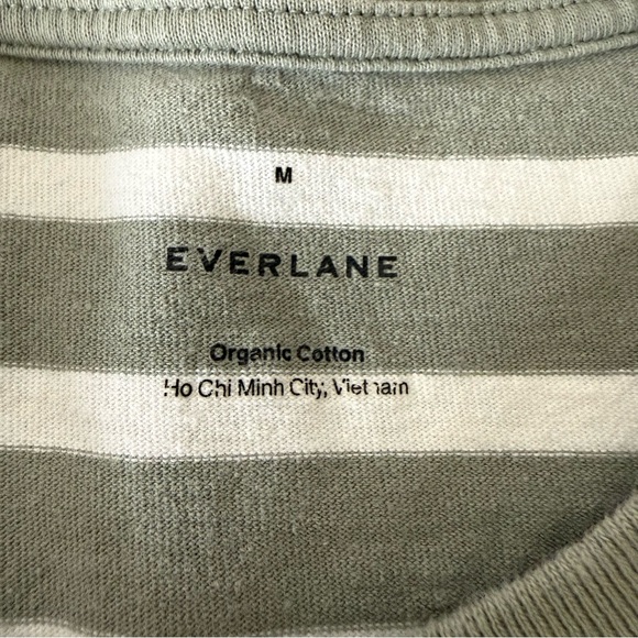 Everlane Tee T-Shirt Mens Sz M Green Striped Short Sleeve Organic Cotton Casual - Picture 7 of 9